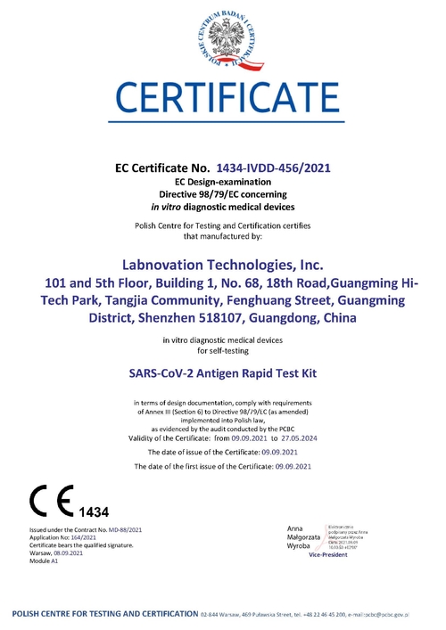 Passagem rápida do jogo do teste do SARS-CoV-2 Antgen de Labnovation (para Auto-testes) o CE habilitado