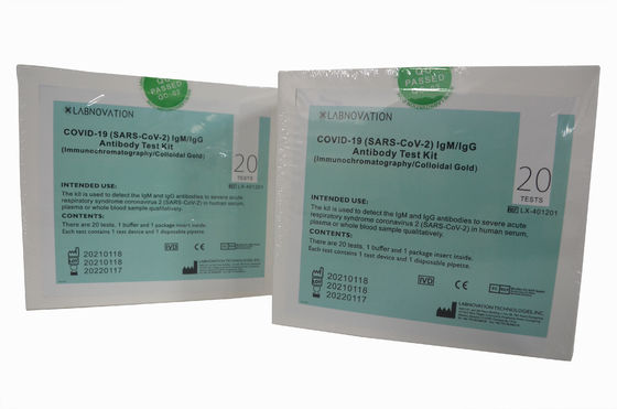 qualidade  COVID-19 IgG IgM Antibody Rapid Test Kit Professional Use 20 Test Labnovation fábrica